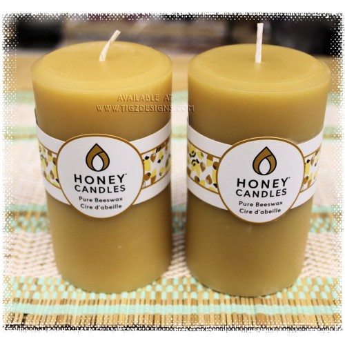 Honey Candles - Beeswax 5 x 3" Pillars - Made in BC